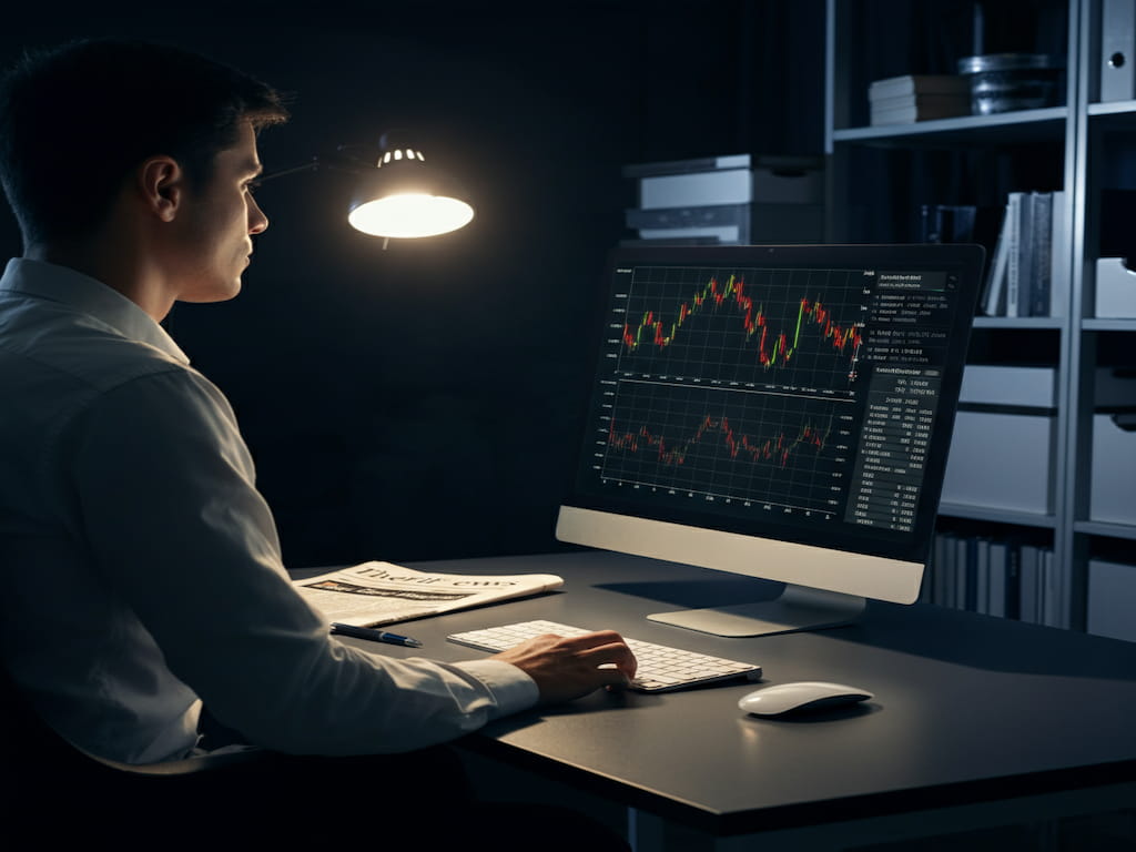 Economic analyst reviewing charts amid uncertainty.